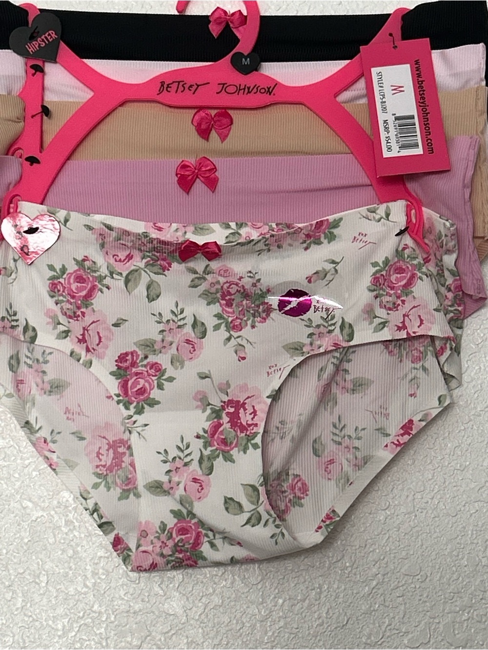 Betsey Johnson Floral Underwear Panties 5 pack set